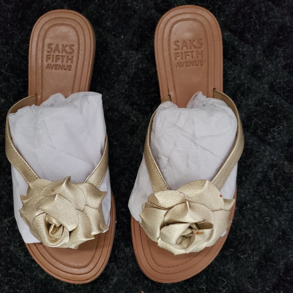 Gold Sandals from SAKS, Size 5.5M